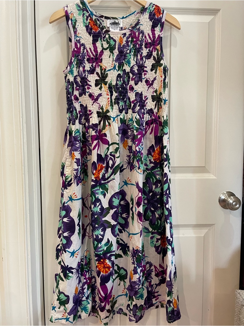Floral Smocked Cotton Tank Top Dress